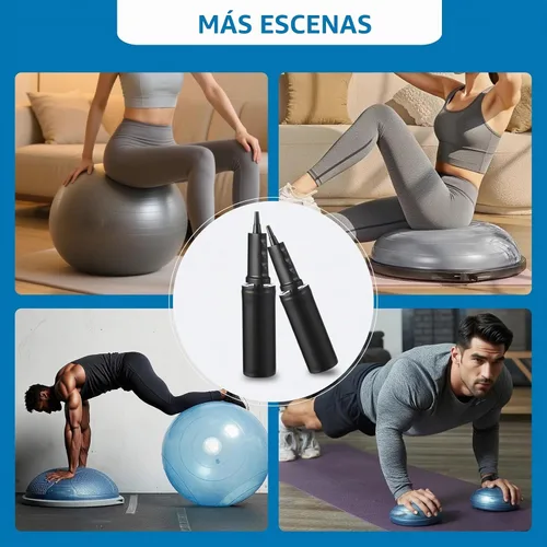 Vista 4 de Bomba de bola de ejercicio compatible con Bosu Balance Trainer, bomba de aire de mano para pelota de ejercicio, bomba de mano portátil