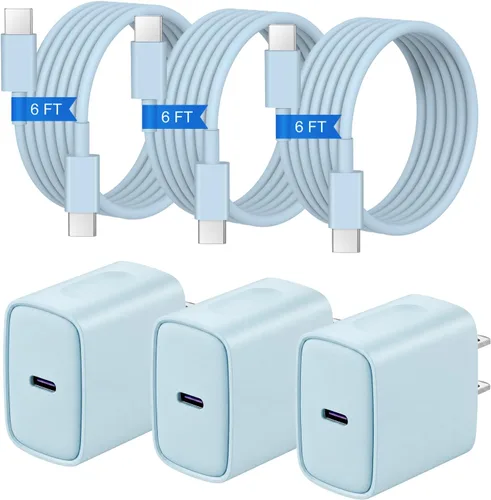 Vista 10 de Cargador para iPhone 17 16 15 3+3 Pack USB C Bloque de cargador con cable