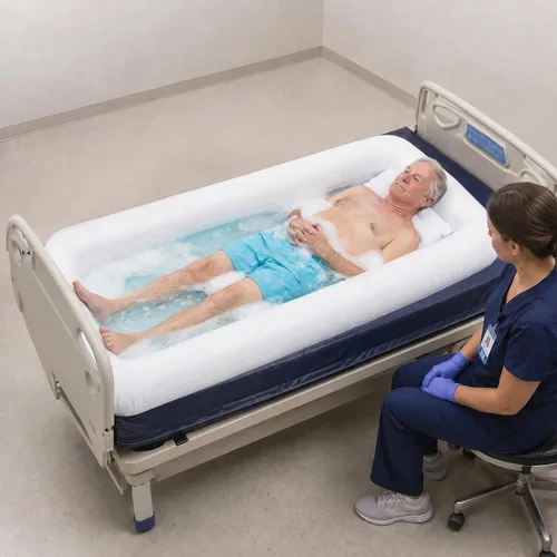 Vista 3 de Inflatable Bathtub for Adults,Portable Bed Bath Tub for Elderly&Disabled (A)