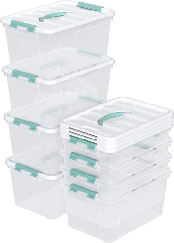 Vista 7 de Contenedores de almacenamiento apilables, contenedores de almacenamiento debajo de la cama con tapas, organizador de zapatos, contenedores