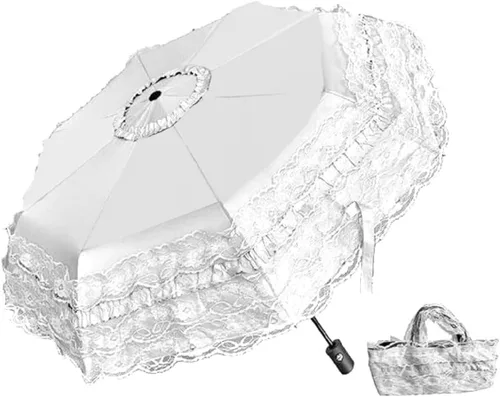 Vista 32 de WENDIN Sombrilla de encaje plegable vintage Paraguas gótico lluvia Anti-UV protección de encaje parasol cúpula Foto Props niñas sombrilla paraguas