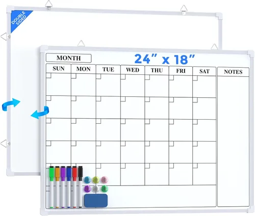 Vista 10 de MaxGear - Calendario mensual de borrado en seco para pared, 16 x 12 Negro