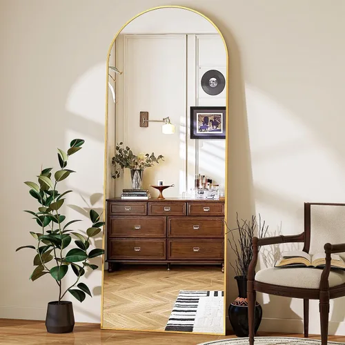 Vista 11 de Espejo de 56 x 21 pulgadas, de arco, de longitud completa, espejo de cuerpo completo con marco de aluminio, para colocar de pie, inclinado o Negro