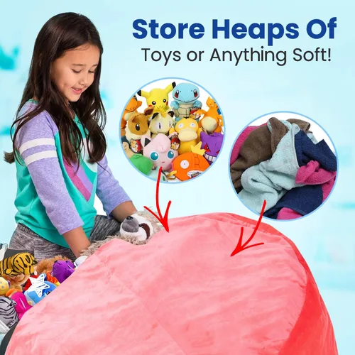 Vista 7 de Cheer Collection Bolsa de almacenamiento de gran tamaño, organizador de almacenamiento de juguetes de felpa para niños y silla puff con asa, bolsa