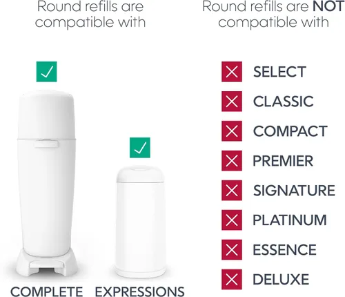 Vista 5 de Paquete de recarga redonda Diaper Genie Essentials de 4 Contiene hasta 1280 pañales para recién nacidos Cuenta con película continua sin perfume