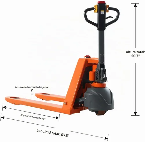Vista 2 de Tory Carrier - Gato de palet eléctrico completo, capacidad de 3300 libras Naranja