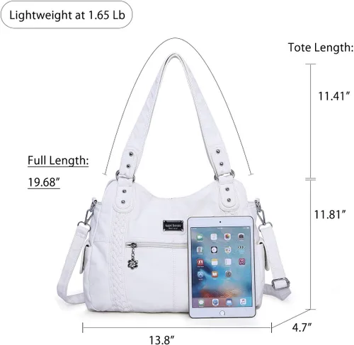 Vista 149 de Angel Barcelo - Bolsa de hombro amplia para mujer, diseño Hobo, cuero lavado