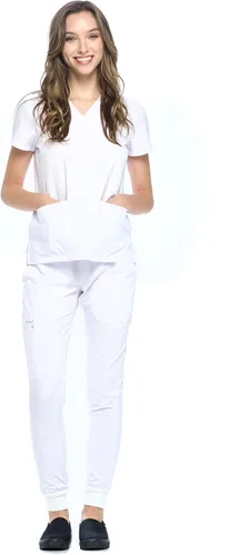 Vista 24 de Dagacci Medical Uniform® Women's V-Neck Jogger Scrubs Negro