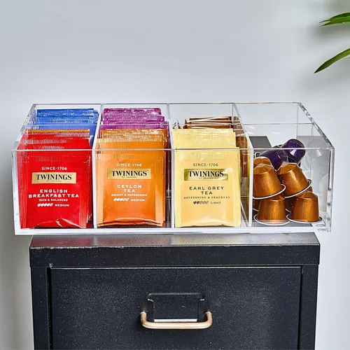 Vista 2 de Organizador de bolsas de té de acrílico resistente, caja de Tipo B (8 compartimentos)