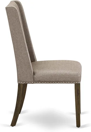 Vista 11 de East West Furniture F2FL5-716 - Juego de mesa de comedor de 5 piezas, incluye una mesa de cocina redonda con pedestal y 4 sillas de comedor Parson