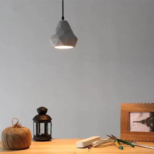 Vista 2 de Lámpara colgante de hormigón industrial para isla de cocina moderna Iluminación colgante de techo altura ajustable E27/E26 sockets araña