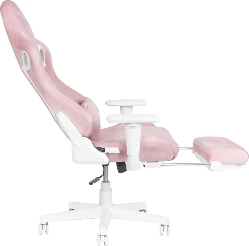 Vista 7 de Techni Sport Silla para juegos de terciopelo rosa con reposapiés