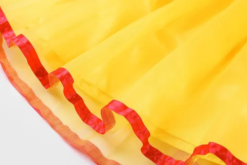 Vista 5 de ReliBeauty Disfraz de princesa sin espalda con cintura elástica para niñas con accesorios, amarillo, 110