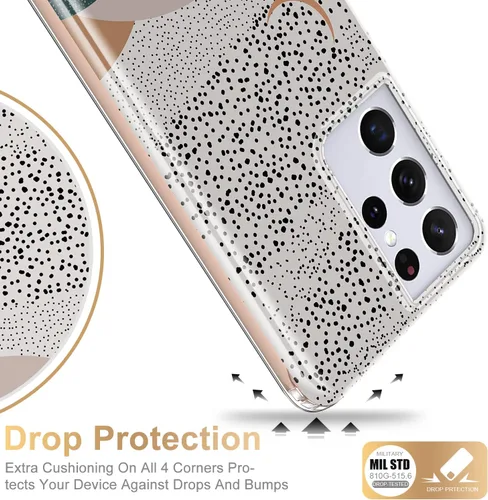 Vista 5 de Esdot Funda para Samsung Galaxy S21 Ultra, Grado Militar Pasa Prueba de Caída de 21 pies, Cubierta Resistente con Diseños de Moda para Mujeres