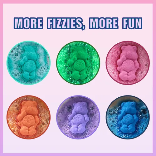 Vista 3 de Care Bears Paquete de 6 Bombas de Baño con Aroma a Chicle - Edades 3+ Bombas de Baño Moldeadas de Personajes – Colores Divertidos y Brillantes