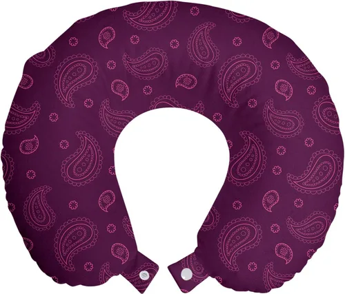 Vista 58 de Ambesonne Almohada de viaje para pizza, con patrón dibujado a mano, menú de pizzería, comida rápida, deliciosa comida gourmet, accesorio de viaje