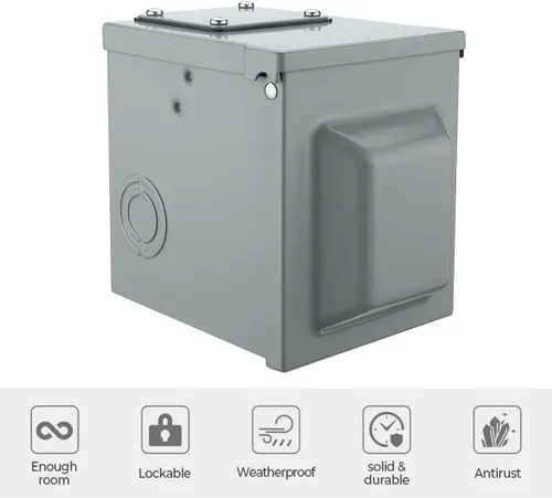 Vista 4 de Miady Caja de toma de corriente de 50 amperios 6-50R de 250 voltios, cerrada con cerradura y resistente a la intemperie, panel de receptáculo