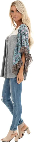 Vista 5 de CASURESS Blusa de manga 34 con estampado floral para mujer