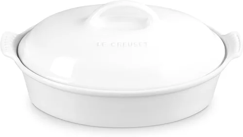 Vista 8 de Le Creuset Cazuela ovalada cubierta Heritage Stoneware, 4 cuartos de galón (14"), Artichaut