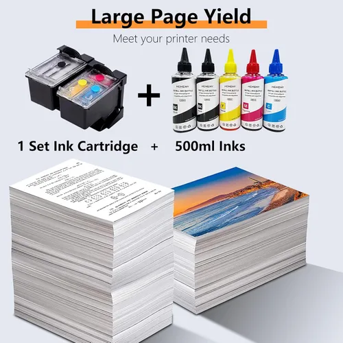 Vista 6 de Cartuchos de tinta Ciss 65XL y botellas de repuesto de tinta compatibles con HP Deskjet 3700 3758 3720 3730 3732 2600 2625 2628 2635 2655 2680 3772