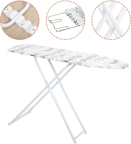 Vista 9 de Tabla de planchar de tamaño completo, 42"x12" Tabla de planchar compacta resistente con descanso para plancha, cubierta resistente al calor