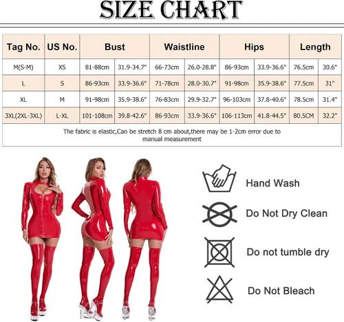 Vista 4 de FEOYA Patent Leather Dress for Women Tight Bodycon Dress Mini Party Club Dress Metallic Dress