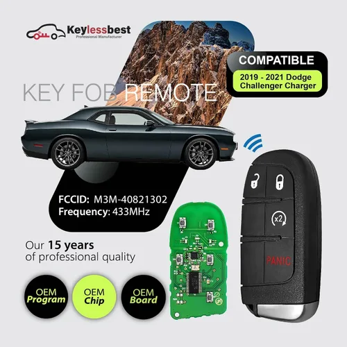 Vista 2 de Control remoto de entrada sin llave M3M-40821302 434MHz 4 botones de repuesto para Dodge Challenger Charger 2019-2021