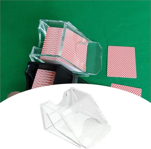 Vista 4 de Almencla Zapato de distribuidor de tarjetas, 1 cubierta, cuña pesada, acrílico transparente, fácil de tratar, accesorio manual de construcción