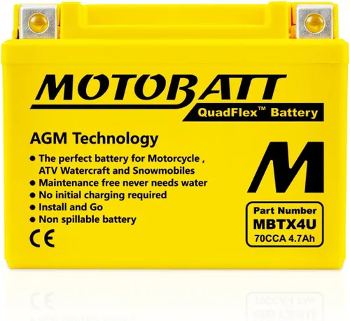 Vista 2 de MotoBatt MBTX4U reemplaza a YTZ5S YTX4LBS YT4LBS YB4LA YB4LB