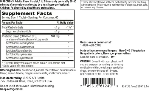 Vista 5 de Klaire Labs SFI Health Prodegin - Probiótico masticable – Apoyo para la salud oral 30 mil millones de UFC mezcla con L. salivarius para hombres
