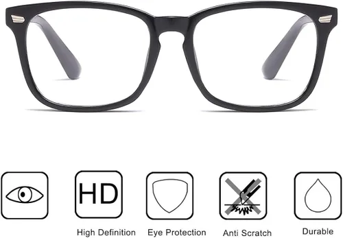 Vista 3 de ENSARJOE Lentes de lentes cuadrados unisex con estilo sin receta y marco transparente para lentes