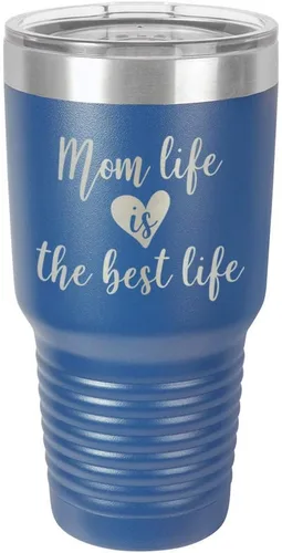 Vista 12 de Vaso grabado con texto en inglés "MOM LIFE IS THE BEST LIFE Engraved 30oz" grabado con láser en polvo de acero con revestimiento de polvo taza