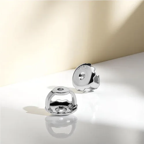 Vista 6 de Everyday Elegance Pendientes sólidos de oro blanco de 14 quilates con dos piezas de repuesto para parte trasera de arete Tornillo roscado