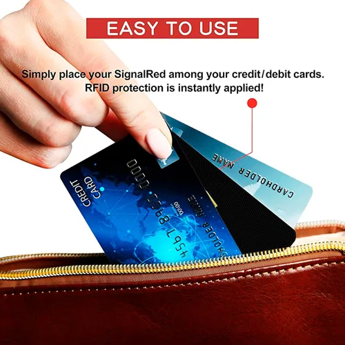 Vista 7 de SaiTech IT Paquete de 2 tarjetas de bloqueo RFID para tarjeta de Protector bloqueador RFID NFC sin contacto, delgado y antirrobo, cabe fácilmente