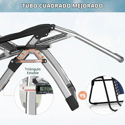 Vista 7 de ABORON Silla Zero Gravity, reclinable ajustable para exteriores con cojín extraíble, reposacabezas y bandeja lateral, silla de descanso plegable