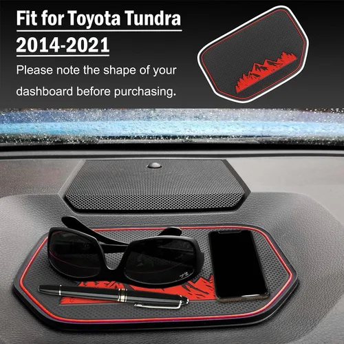 Vista 4 de Tapete de cubierta de tablero para Toyota Tundra accesorios 2014 2015 2016 2017 2018 2019 2020 2021 material de silicona interior almohadilla