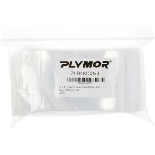 Vista 6 de Plymor 3 x 4 pulgadas (caja de 1000), bolsas de plástico con cierre de cremallera resistentes de 4 mil