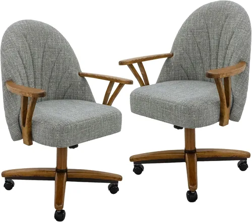Vista 25 de Chromcraft Juego de 1 sillas giratorias inclinables, sillas con ruedas para sala de cocina