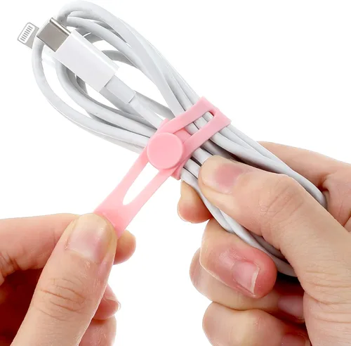 Vista 3 de 42 bridas de silicona reutilizables para cables, multiusos, organizador de cables elásticos multiusos para cables y cables de carga para oficina