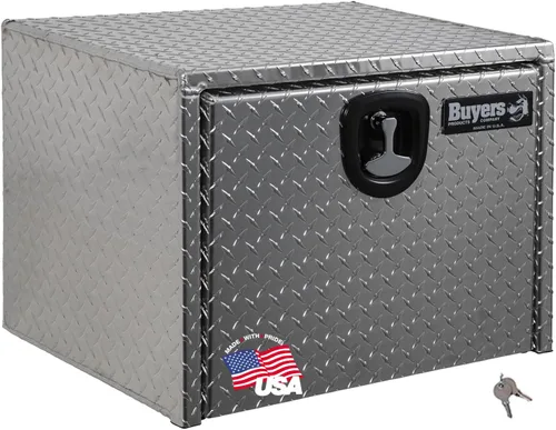 Vista 18 de Buyers Products 1705148 - Caja de camión de aluminio diamantado para debajo de la carrocería con pestillo de mango en T, 14 x 12 x 16 pulgadas