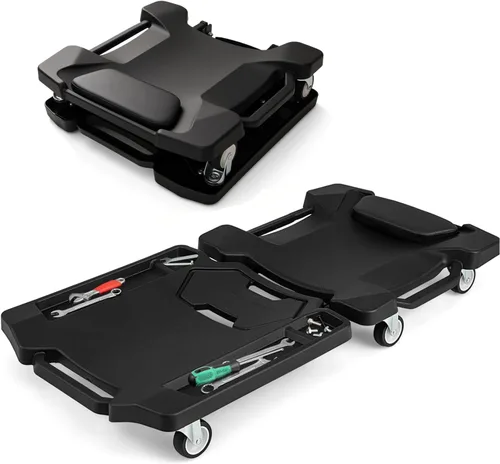 Vista 10 de Goplus Enredadera mecánica plegable 3 en 1 de 36 pulgadas, acuéstate o Negro