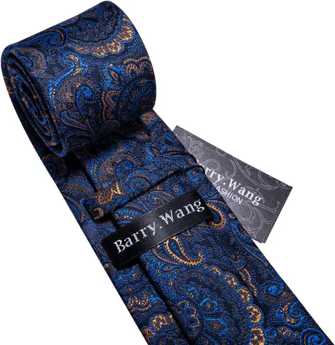 Vista 168 de Barry.Wang - Juego de corbata de seda para hombre, diseño de cachemira, pañuelo y gemelos de bolsillo