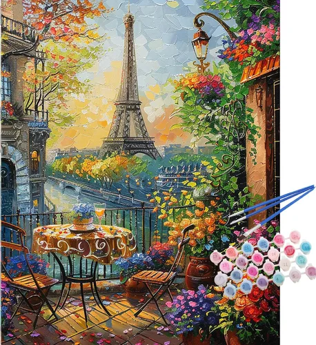 Vista 9 de TOCARE Kit de pintura por números de mariposas y flores para adultos principiantes, lienzo de pintura para adultos por números, juegos de pintura
