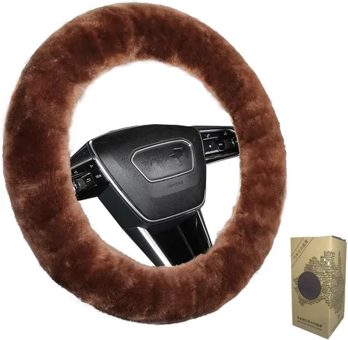 Vista 16 de Funda de volante de piel de oveja suave y esponjosa, para vehículo universal, mujeres y hombres, 14,5-15,5 pulgadas, accesorios peludos