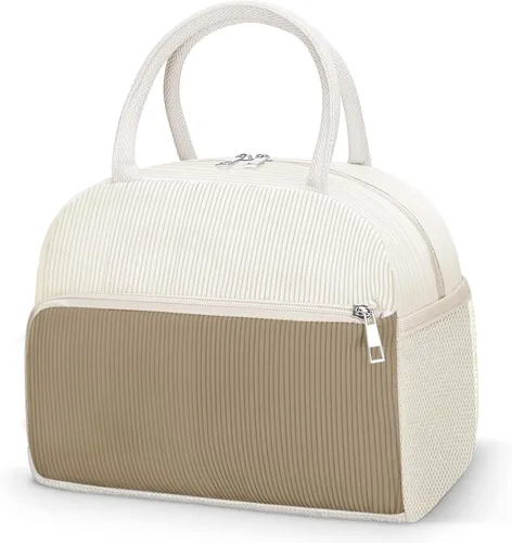 Vista 24 de Coobiiya Lonchera térmica de 12 litros para mujeres y hombres, lonchera de pana reutilizable, lonchera de gran capacidad con forro resistente a fugas