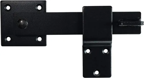Vista 2 de Cerradura de puerta de granero de 5.5 pulgadas, hierro forjado resistente, negro mate