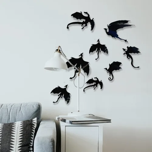 Vista 2 de 14 calcomanías de pared de dragón 3D, calcomanías creativas de PVC de dragón, autoadhesivas, decoración de pared de dragón para habitación de niños