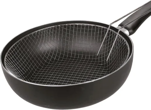 Vista 3 de IBILI Sartén Set Inducta con Cesta 7.1 in, Aluminio, Negro/Plata