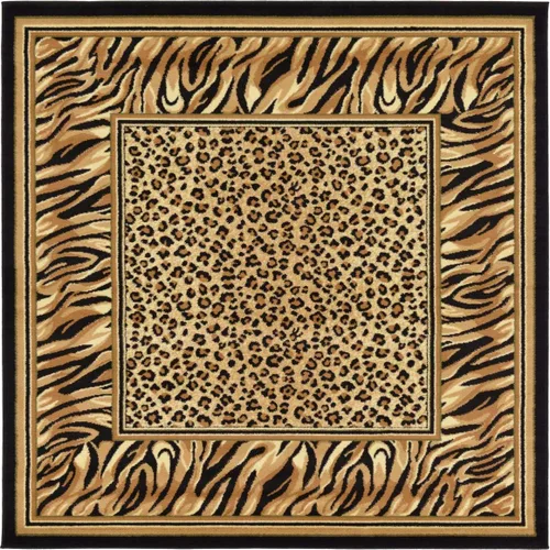 Vista 10 de Unique Loom Wildlife Collection - Alfombra con diseño de borde con temática de animales inspirada en el mundo salvaje, con diseño de guepardo