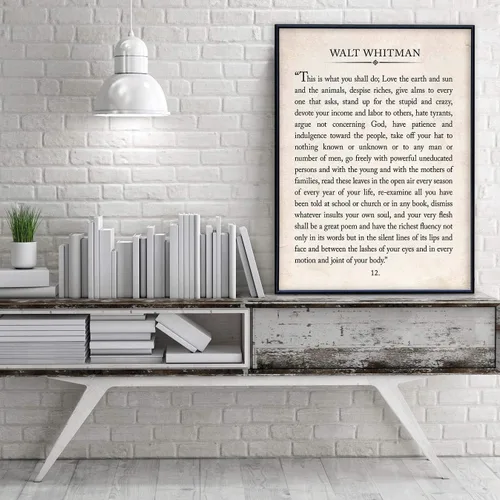 Vista 2 de Walt Whitman Vintage Book Page Literary Quote Art Print for Home, Classroom or Library